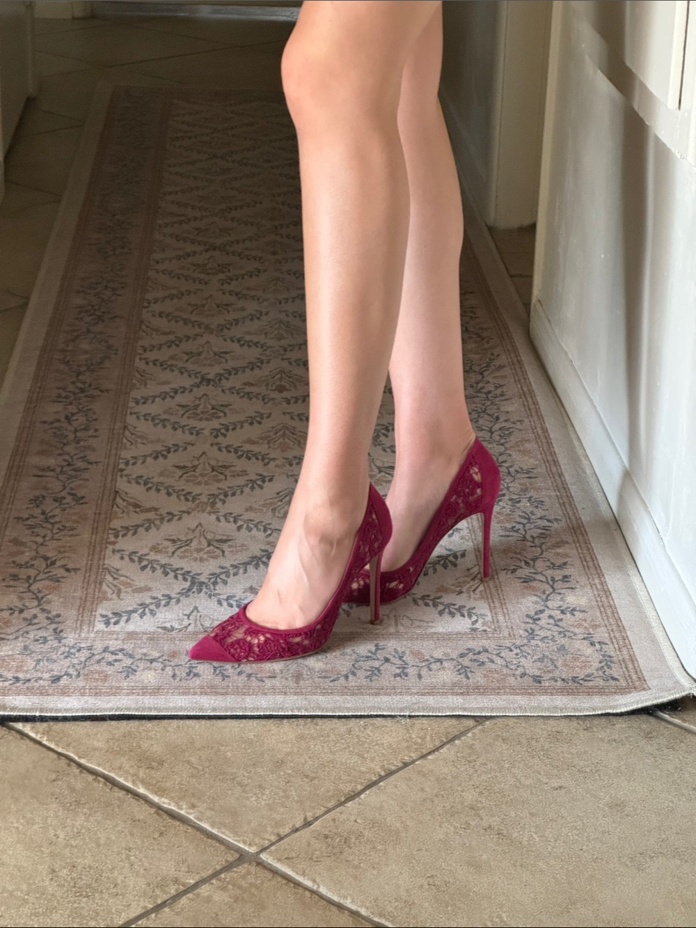 Gianvito Rossi Magenta Lace Heels - Picture 3 of 9